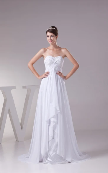 Sleeveless Pleated Empire Draping and Dress With Jewel