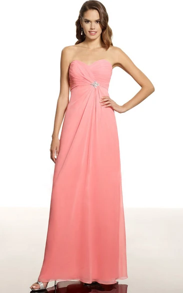 Ruched Sleeveless Sweetheart Chiffon Bridesmaid Dress