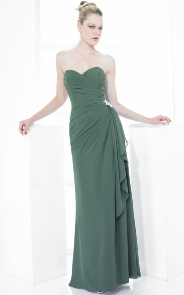 Maxi Criss-Cross Sweetheart Sleeveless Chiffon Bridesmaid Dress