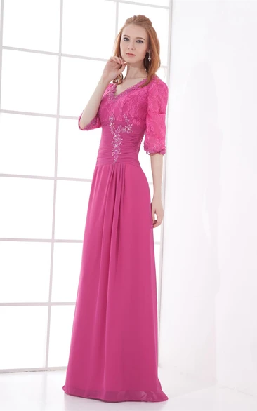 Elegant Maxi V Neck Half Length Sheath Special Occasion Dresses