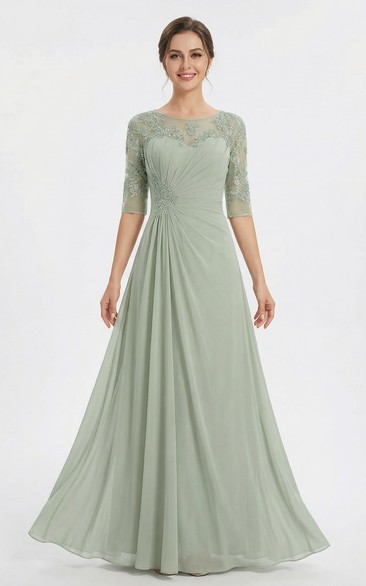 Long A-Line MOB Dress with Keyhole Back