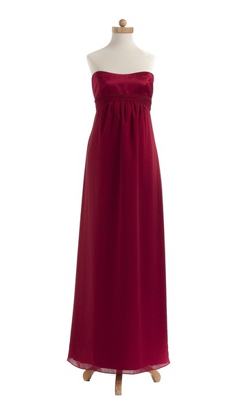 Strapless Satin Bodice Long Chiffon Dress