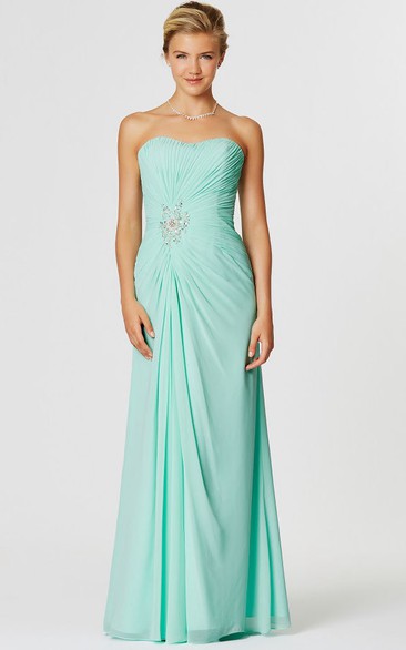 Ruched Sleeveless Sweetheart Chiffon Bridesmaid Dress