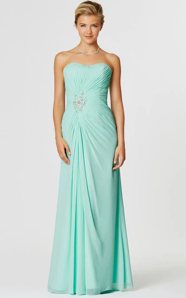 Ruched Sleeveless Sweetheart Chiffon Bridesmaid Dress