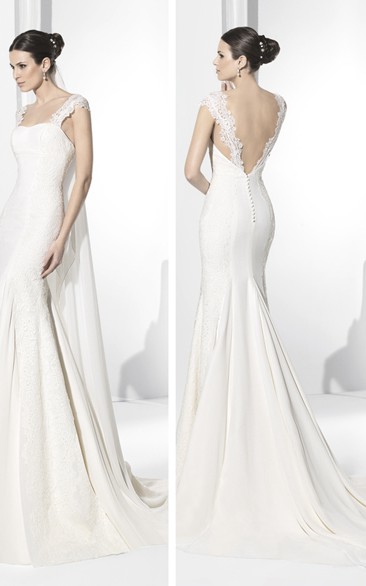 Sheath Appliqued Sleeveless Long Jersey Wedding Dress