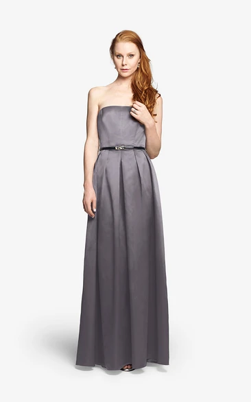 Satin Long Strapless A-Line Noble Dress