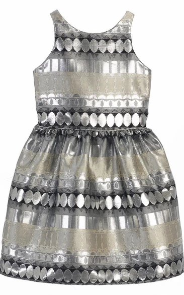 Tea-Length Sleeveless Tiered Satin Flower Girl Dress