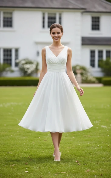 Breezy Tea-Length Beach Wedding Dress