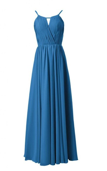 Strapless Asymmetrical Bodice Long Pleated Chiffon Dress
