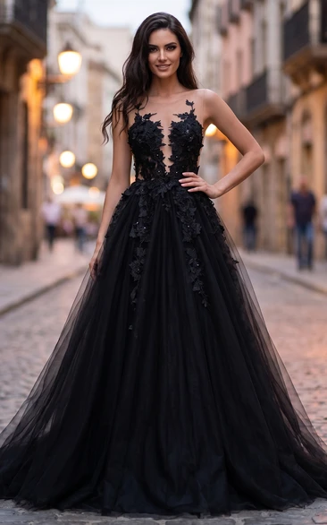 Black Plus Size Wedding Dress | A-line Formal Masquerade Gown | Tuttle Evening Ball Gown