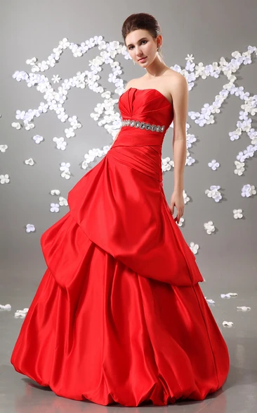 Exquisite Strapless A-Line Ball Gown With Beading