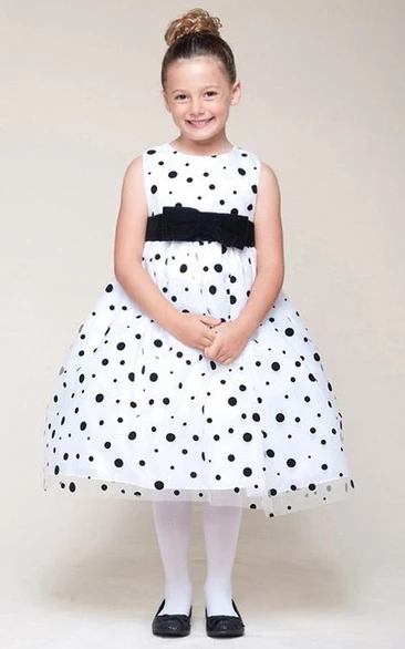 Bowed Sleeveless Flower Girl Dress