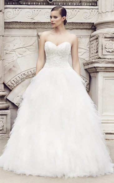 Long Sweetheart A-Ling Dress With Lace Bodice