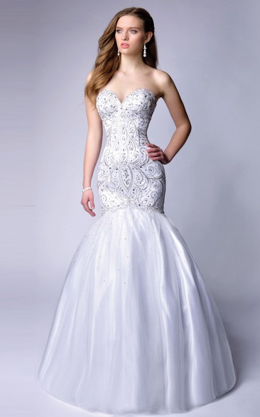 Lace-Up Back Mermaid Sweetheart Homecoming Dress With Bodice Beadwork