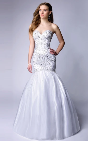 Lace-Up Back Mermaid Sweetheart Homecoming Dress With Bodice Beadwork