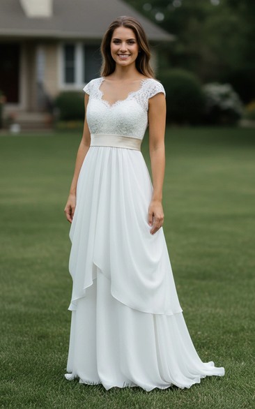 Classic Chiffon Dress with Satin Waist