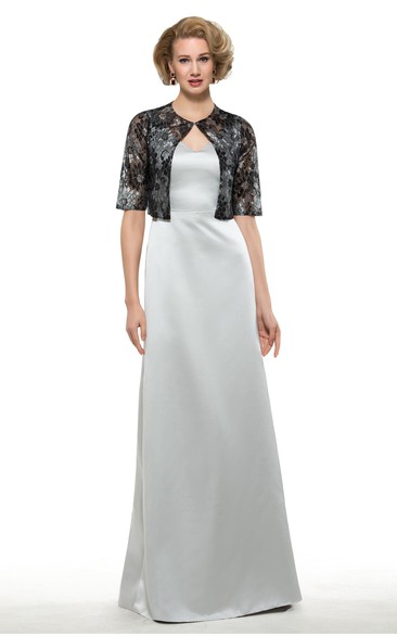 Elegant Satin Sheath V-Neck Long Dress with Bolero