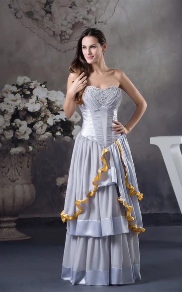 Sweetheart A-Line Ruffled Palatine Skirt and Dress With Beading