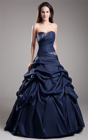 A-Line Taffeta Ball Gown With Ruching and Beading