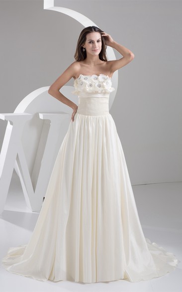 A-Line Pleated Floral Top and Dress With Beading