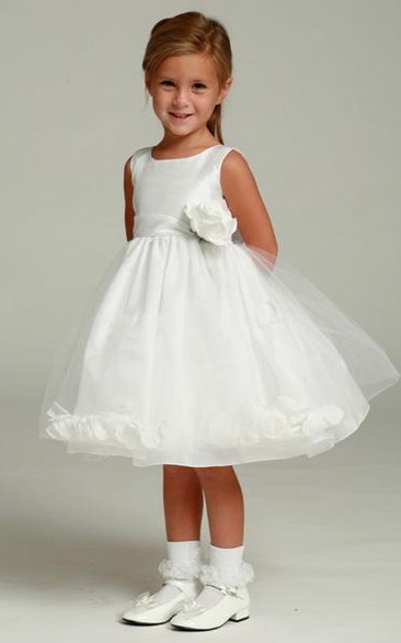 Tea-Length Floral Tulle Flower Girl Dress