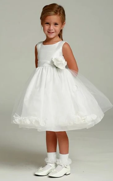 Tea-Length Floral Tulle Flower Girl Dress