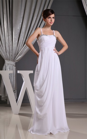 Chiffon Maxi Ruched Side Draping and Dress With Spaghetti Straps