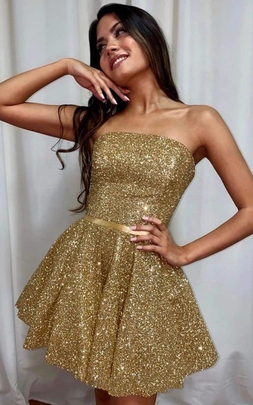 Modern Sleeveless Mini A Line Sequins Open Lace-up Cocktail Dress
