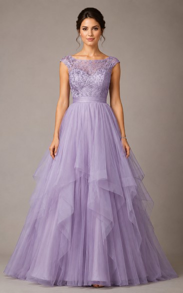 Lilac Bateau Ball Gown Quinceanera Dress