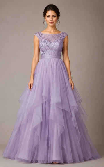Lilac Bateau Ball Gown Quinceanera Dress