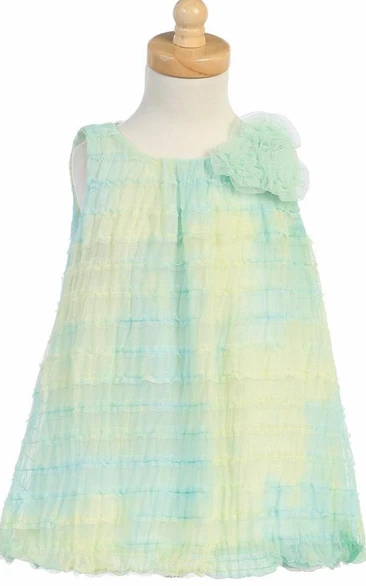 Tea-Length Floral Floral Tulle Flower Girl Dress