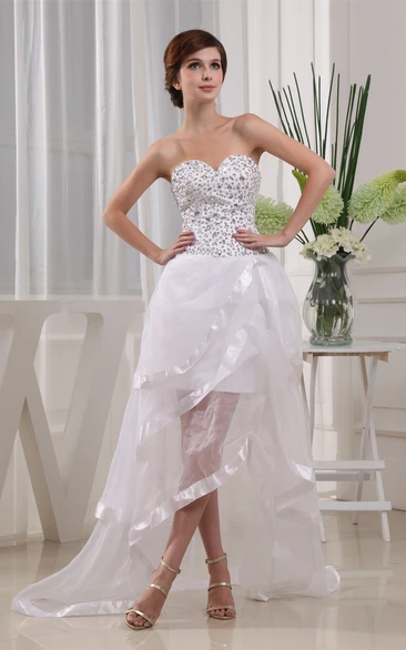 Sweetheart High-Low Jeweled Bodice and Dress With Tiers