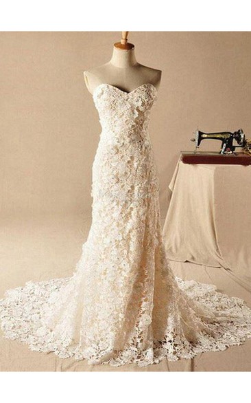 Gorgeous Sweetheart Lace Appliques Wedding Dresses Long