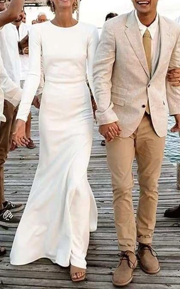 Minimalist Long-Sleeve Sheath Wedding Dress