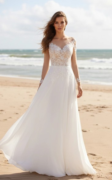Classic Long Sleeve Bateau Bridal Gown