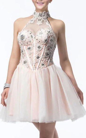 Latest A-line Sleeveless Appliques&Sequins Jewel Neck Short Length Cocktail Dress