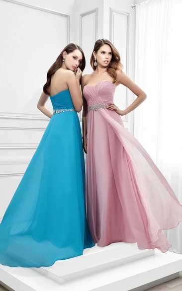 Floor-Length Sleeveless Sweetheart Criss-Cross Chiffon Prom Dress