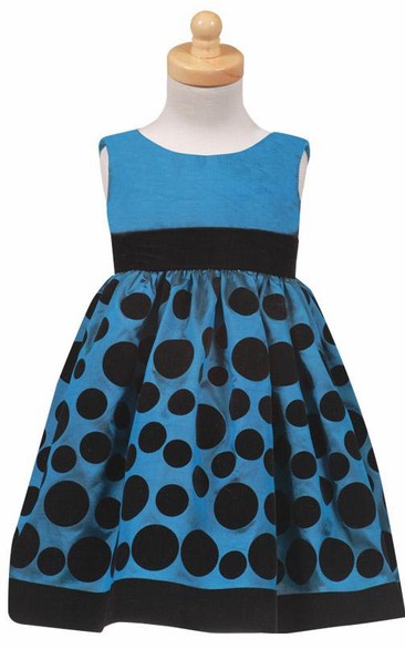 Tea-Length Tiered Taffeta Flower Girl Dress With Split