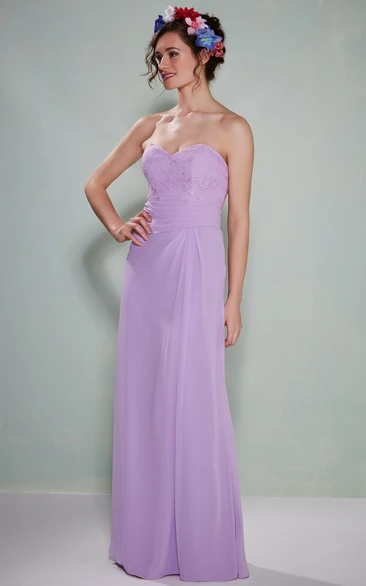 Appliqued Sleeveless Sweetheart Chiffon Bridesmaid Dress