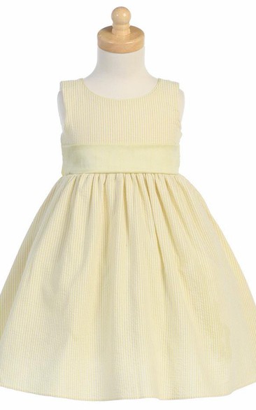 Tea-Length Tiered Sleeveless Flower Girl Dress