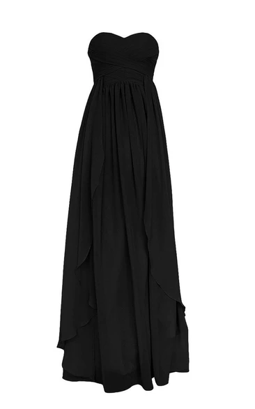 Sweetheart Layered Chiffon Gown With Criss-cross Ruching