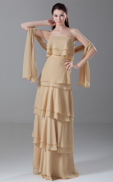 Amazing Strapless Maxi Sheath Chiffon Mother of the Bride Dresses