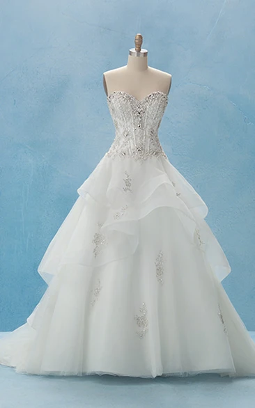 Exquisite Sweetheart Ball Bridal Gown With Tiers And Beadings
