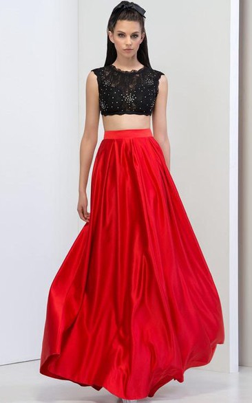 Lace Sequins Open Back Two-Piece Prom Dress