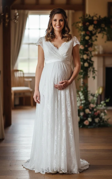 Casual V-Neck Pleated Beach Dress