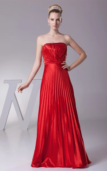 Flamboyant Pleated Sleeveless Beading and Dress With Ruching