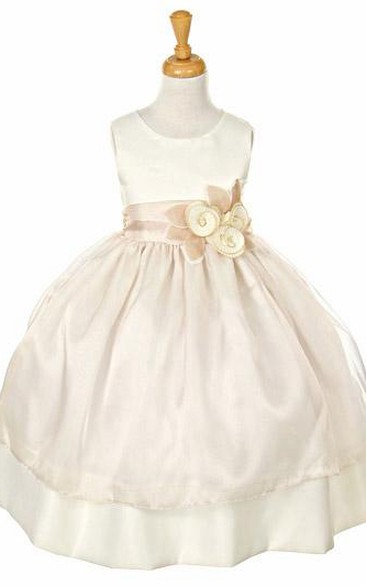 Tea-Length Tiered Tulle&Organza Flower Girl Dress