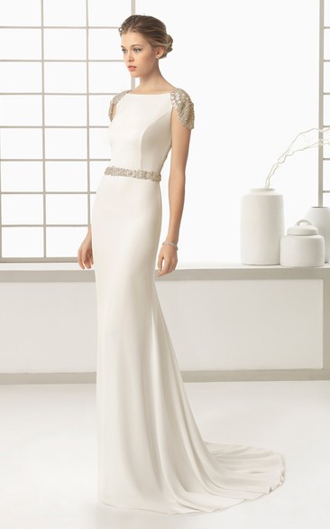 Sheath With Exquisite Beaded Backstyle And Belt