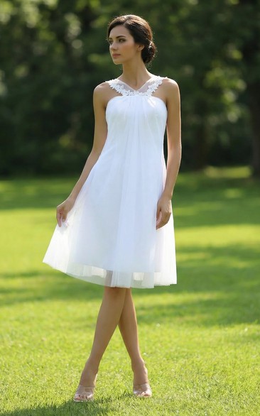 Sleeveless Short Dress with Chiffon Overlay