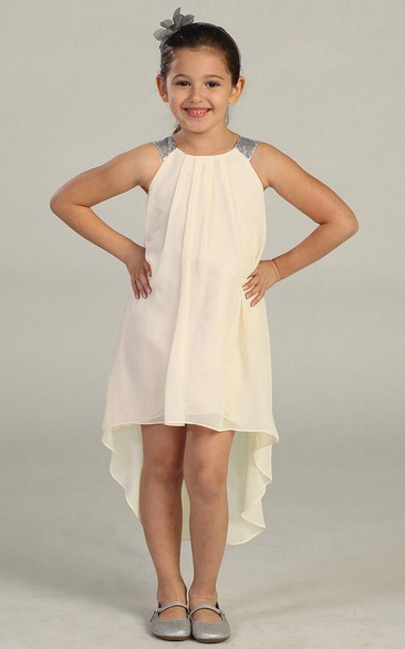 Knee-Length Chiffon&Sequins Flower Girl Dress